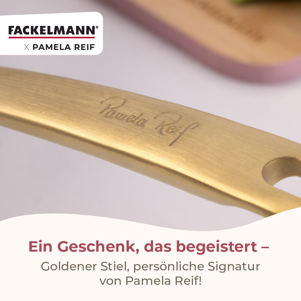 Pamela Reif Bratpfannen-Set Signature, Keramik, Gold-Griff, Ø20+24+28cm