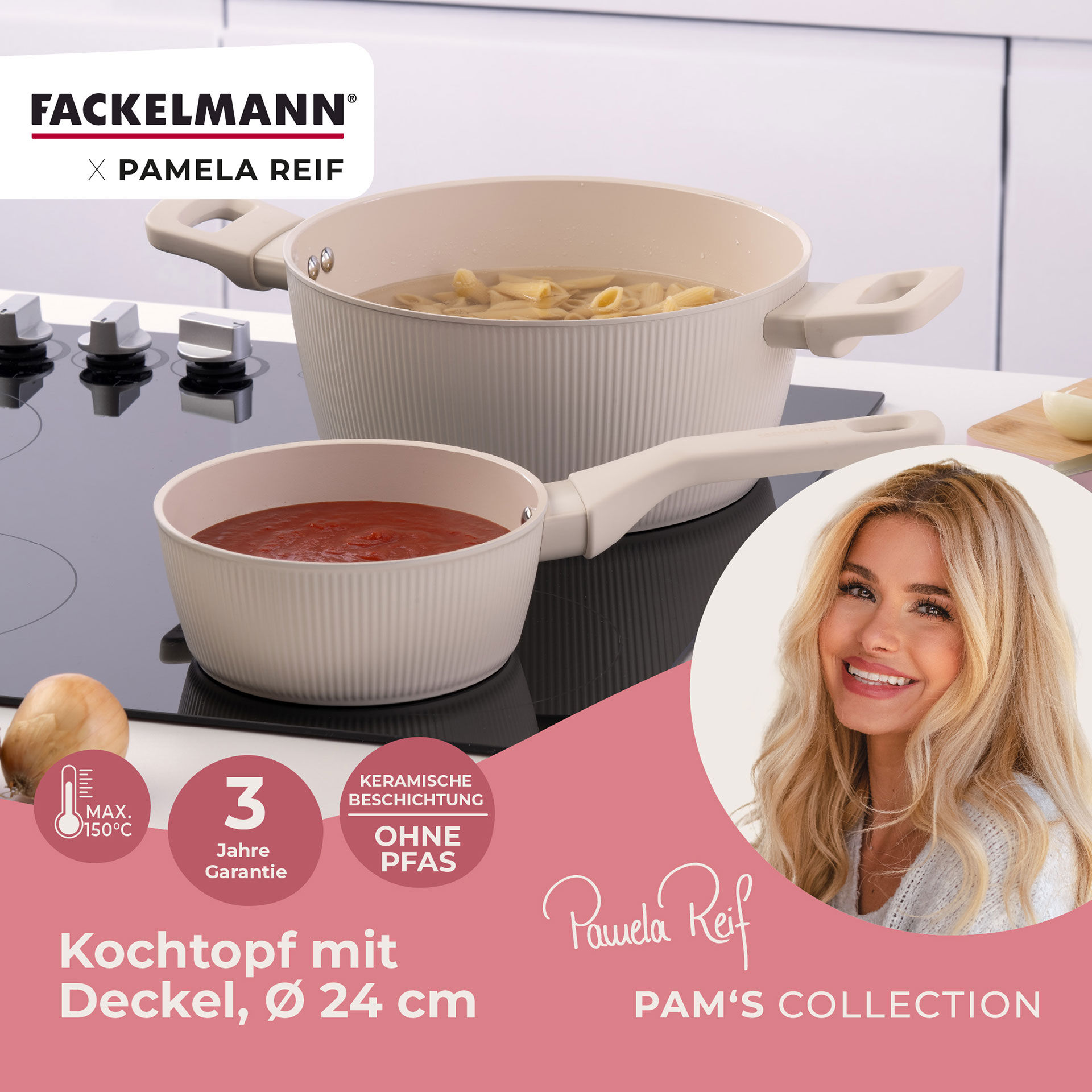 Pamela Reif Kochtopf mit Deckel Shell, Ø24cm