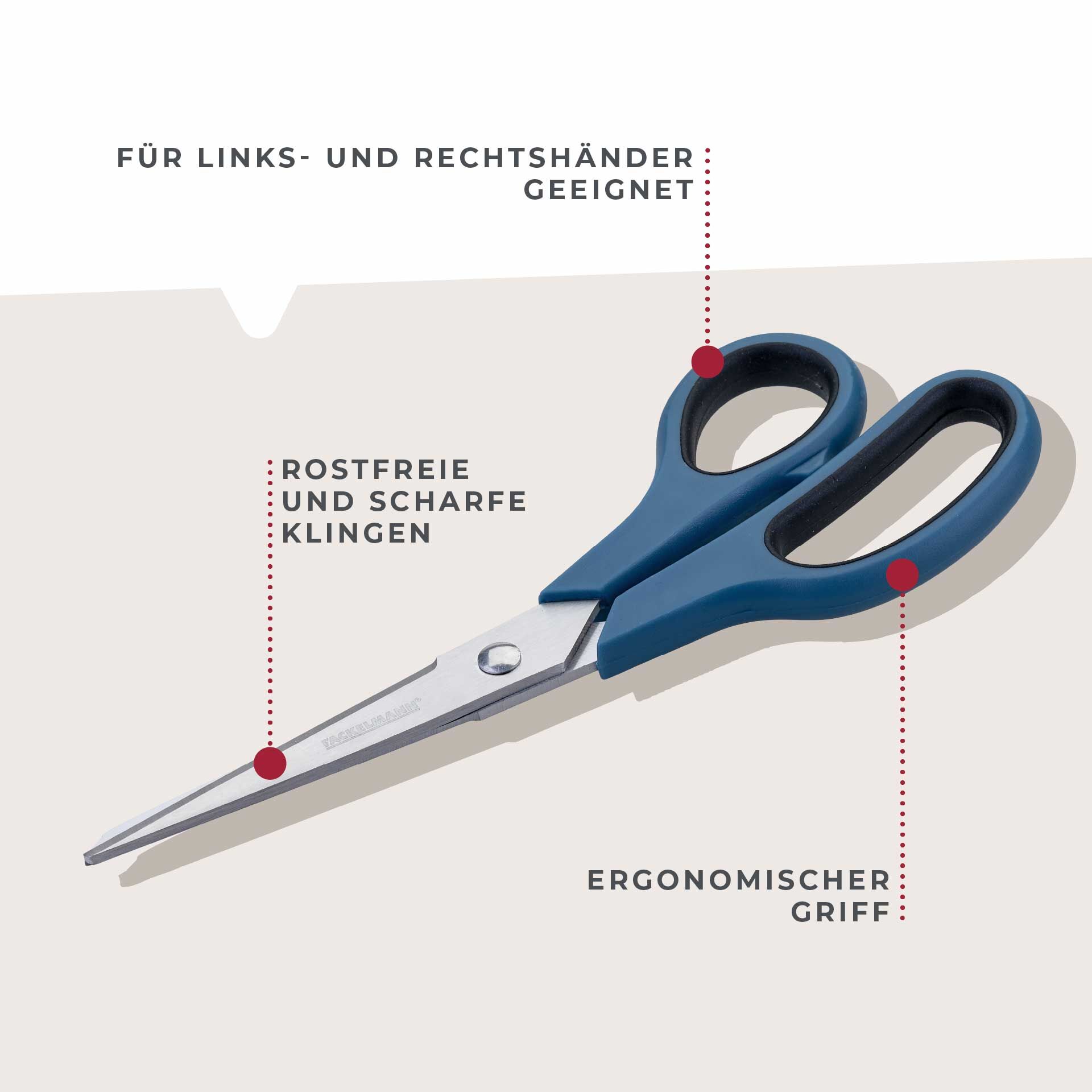 Schere Essential, 19cm, blau