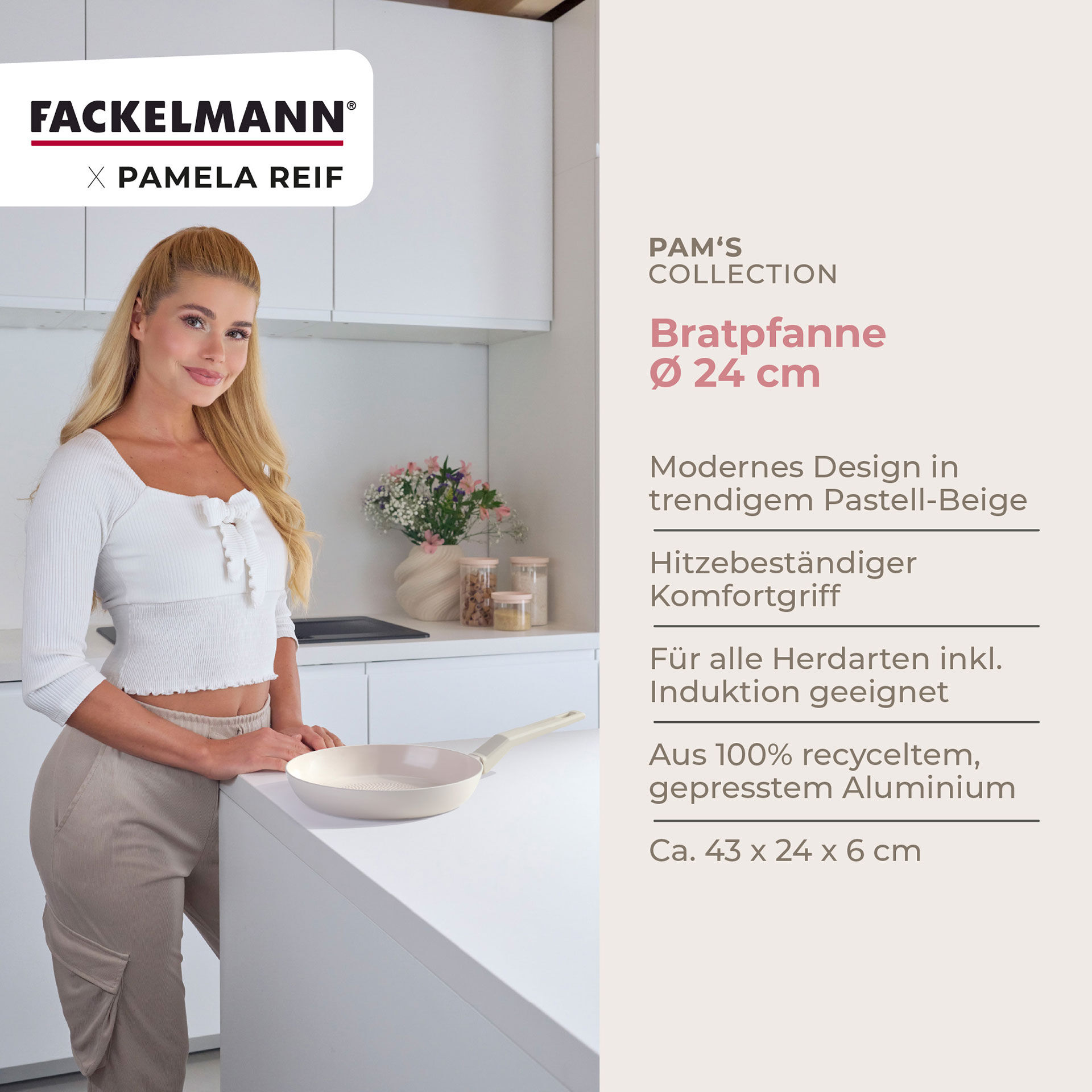 Pamela Reif Bratpfanne Ø24cm, Keramik, Wabenboden