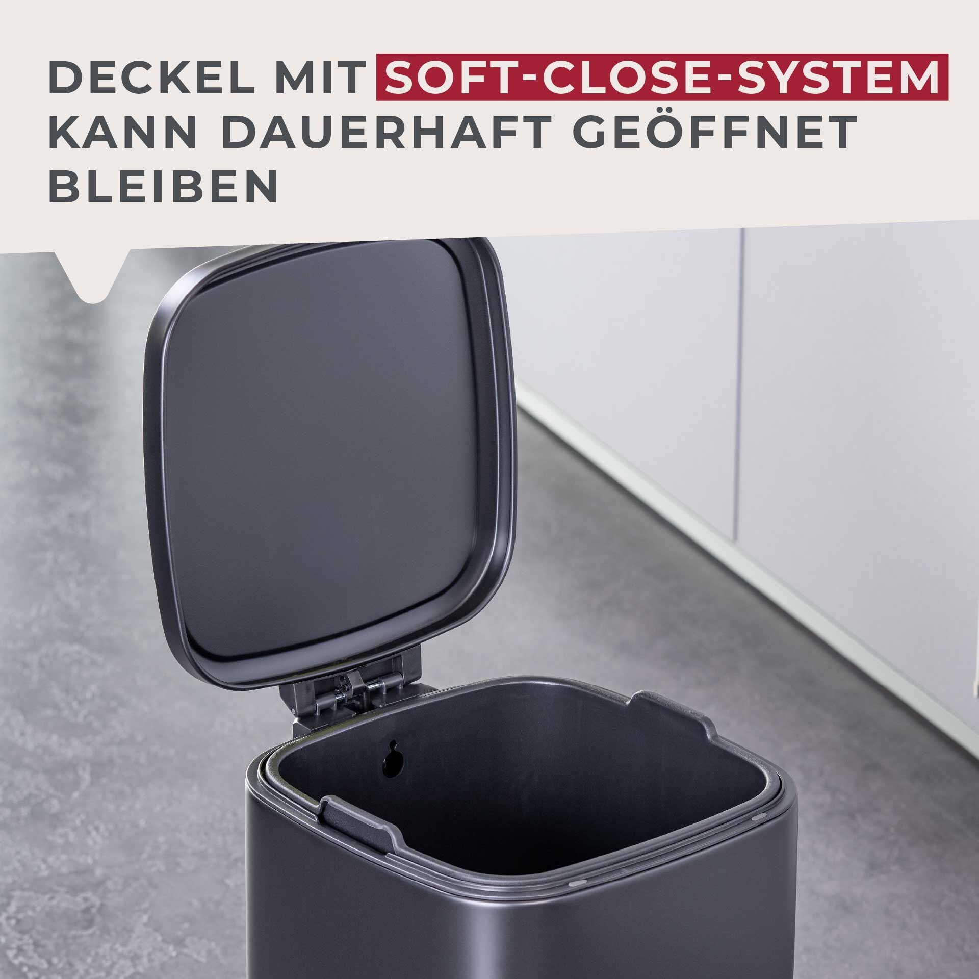Tretmülleimer London, schwarz, 4L