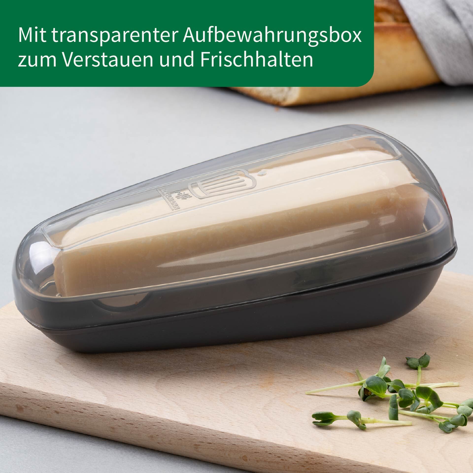 Parmesanreibe mit Behälter, 3-teilig
