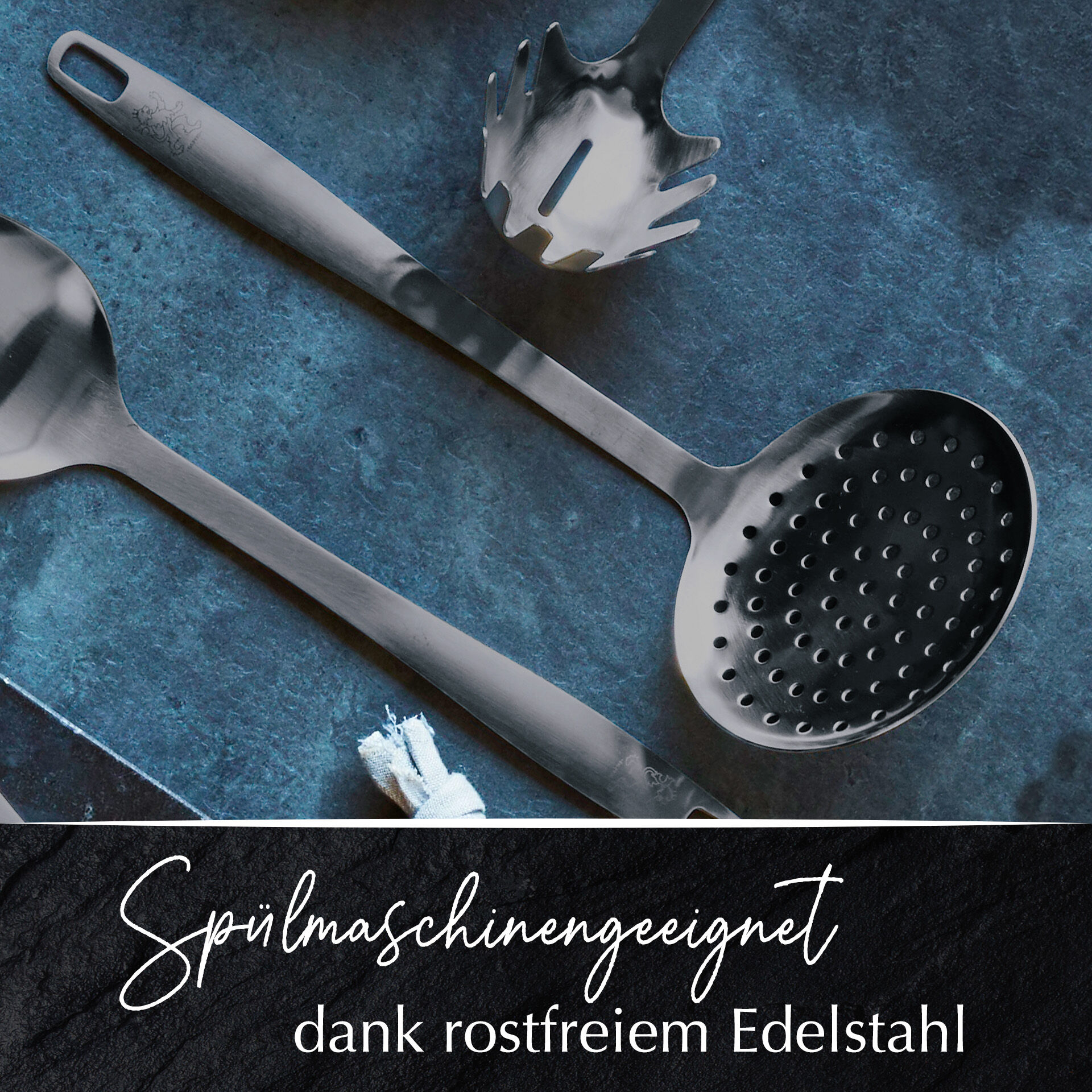 Schaumlöffel Satin, schwarz, Edelstahl