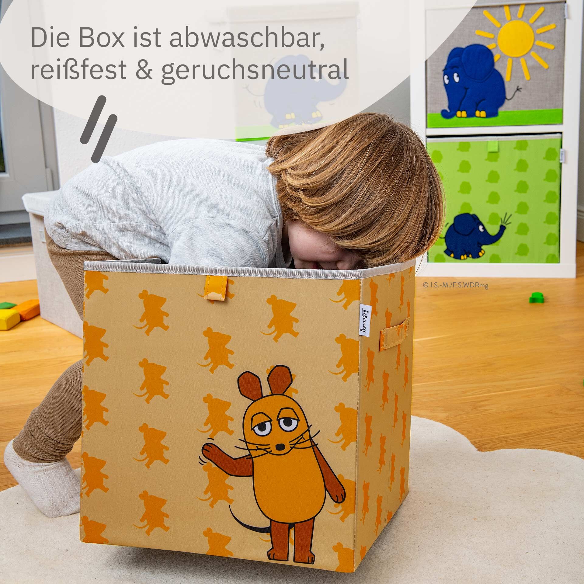 Aufbewahrungsox DieMaus winkend, apricot