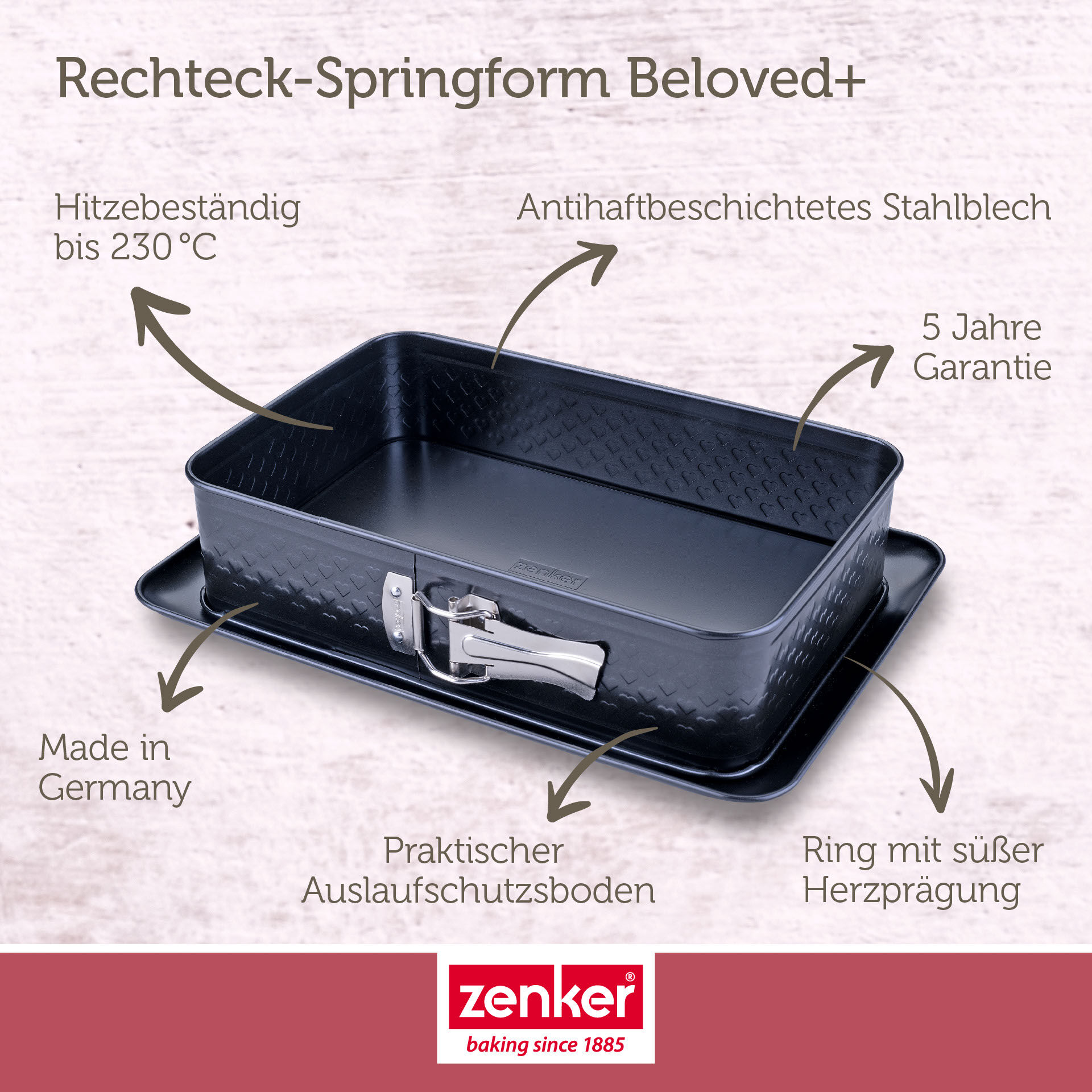 Springform rechteckig Beloved+, 28x18cm