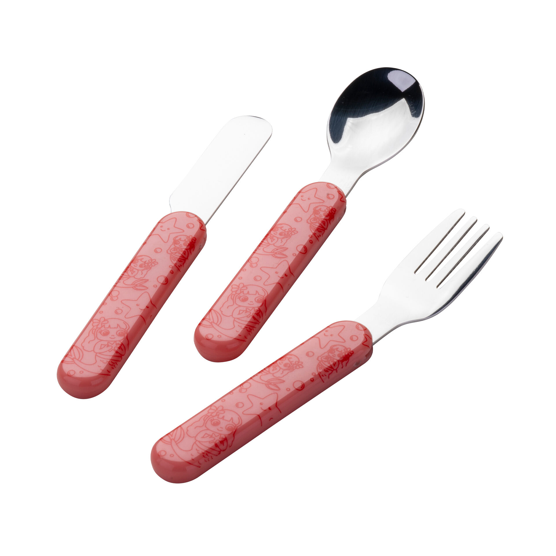 Kinderbesteck Meerjungfrau, rosa, 3-teilig